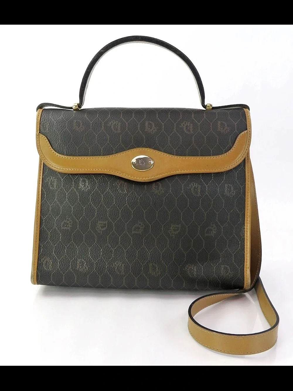Dior Brown Monogram Satchel with Tan Trim